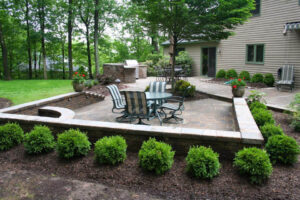 Outdoor patio with grill